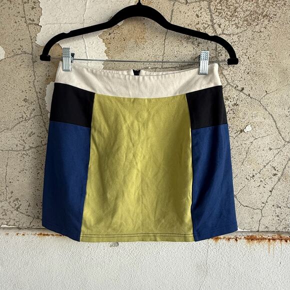 Urban Outfitters Colorblock Mini Skirt Zip Back Mod Retro Style Size M - Picture 1 of 6
